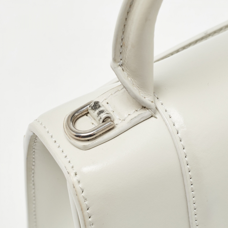 Pre Owned Balenciaga Off White Leather XS Hourglass Top Handle Bag