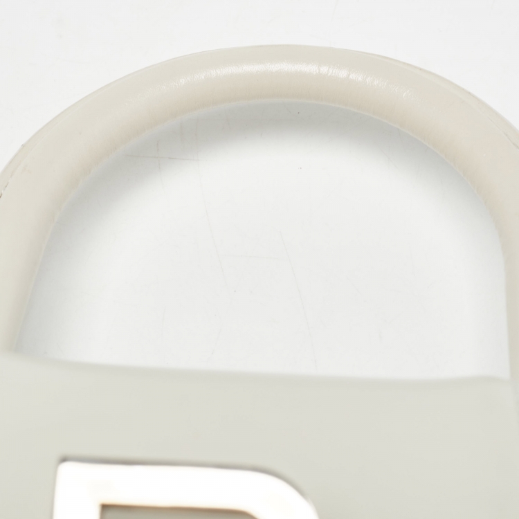 Pre Owned Balenciaga Off White Leather XS Hourglass Top Handle Bag