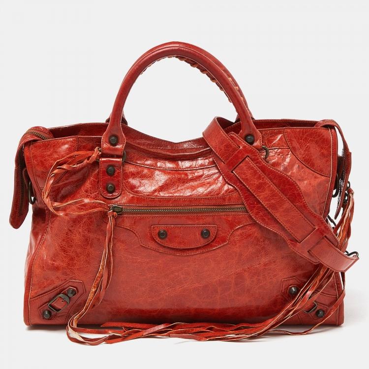 Pre Owned Balenciaga Orange Leather RH Classic City Bag
