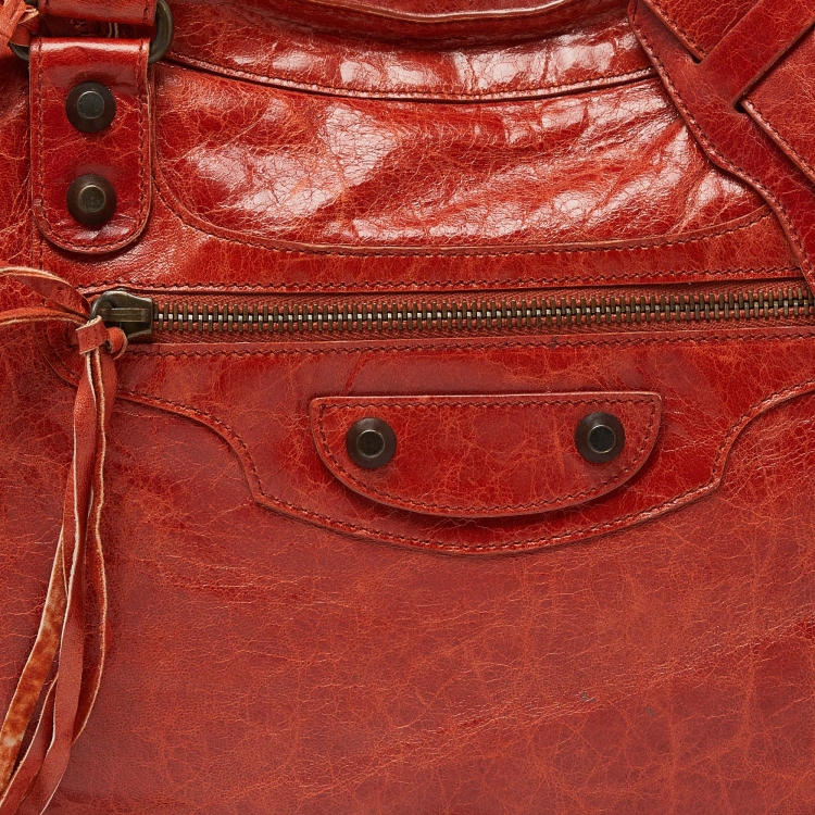 Pre Owned Balenciaga Orange Leather RH Classic City Bag