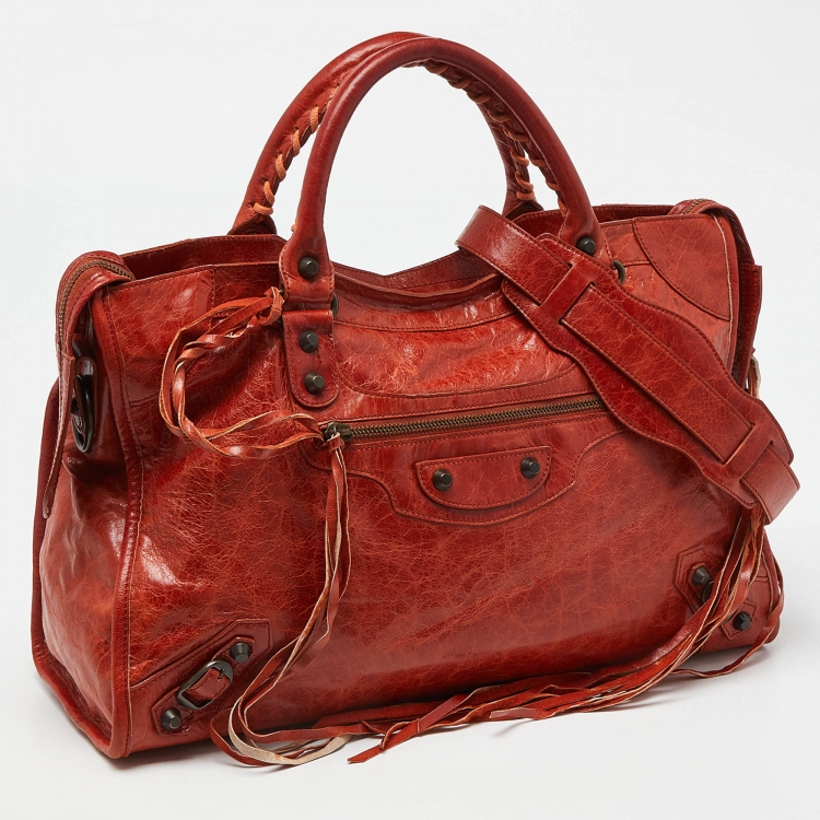 Pre Owned Balenciaga Orange Leather RH Classic City Bag