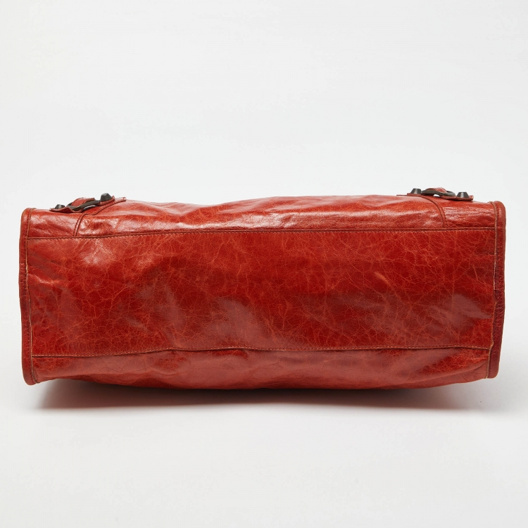 Pre Owned Balenciaga Orange Leather RH Classic City Bag