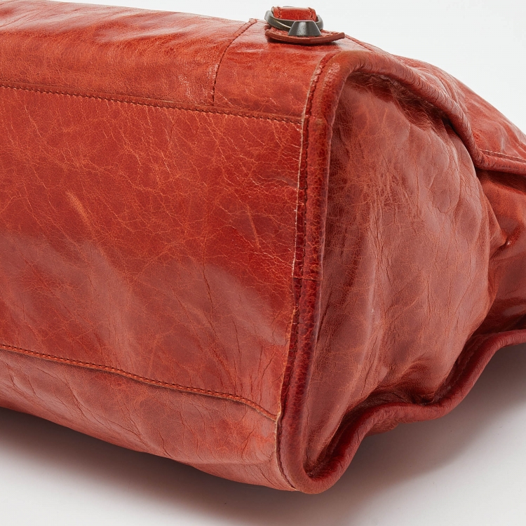 Pre Owned Balenciaga Orange Leather RH Classic City Bag