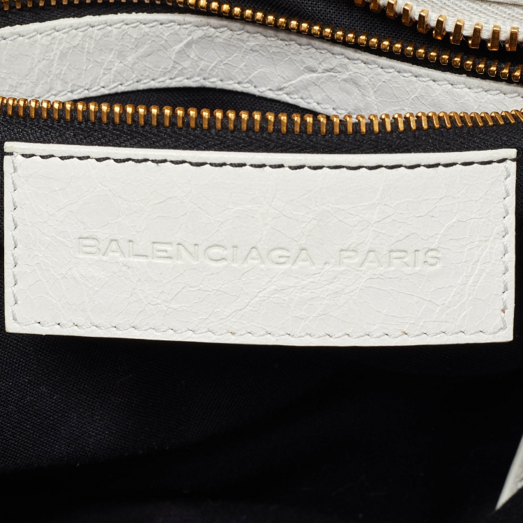 Pre Owned Balenciaga White Leather GGH Classic City Bag