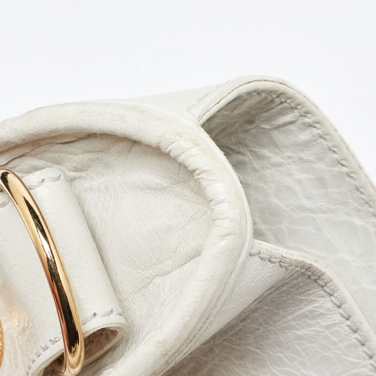 Pre Owned Balenciaga White Leather GGH Classic City Bag