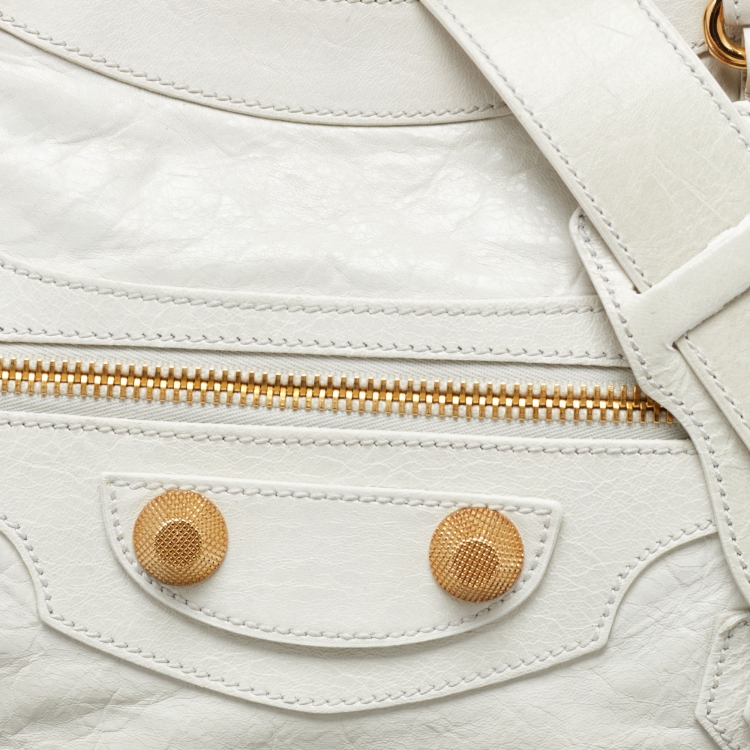 Pre Owned Balenciaga White Leather GGH Classic City Bag