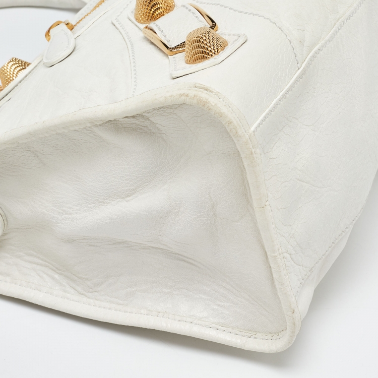 Pre Owned Balenciaga White Leather GGH Classic City Bag
