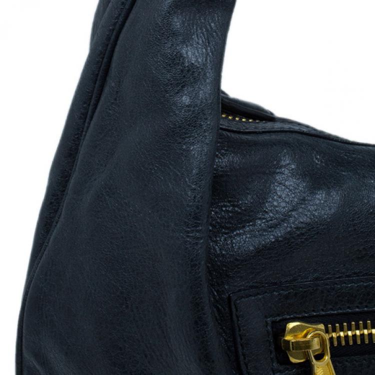 Pre Owned Balenciaga Black Leather Giant Hobo