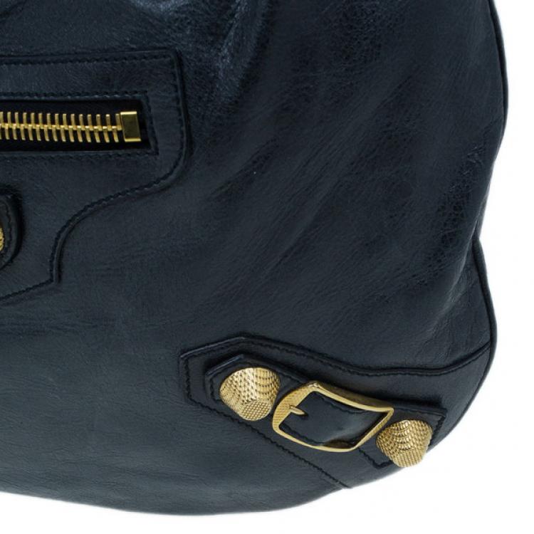 Pre Owned Balenciaga Black Leather Giant Hobo