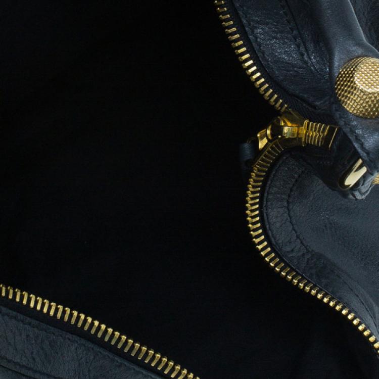 Pre Owned Balenciaga Black Leather Giant Hobo