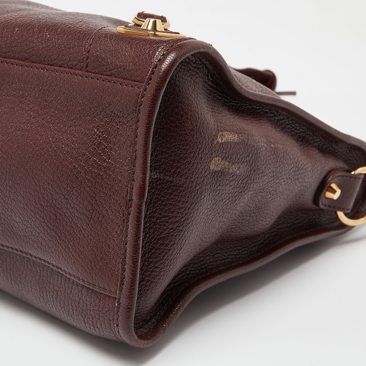 Pre Owned Balenciaga Rouge Pourpre Leather Medium Classic Metallic Edge City Bag