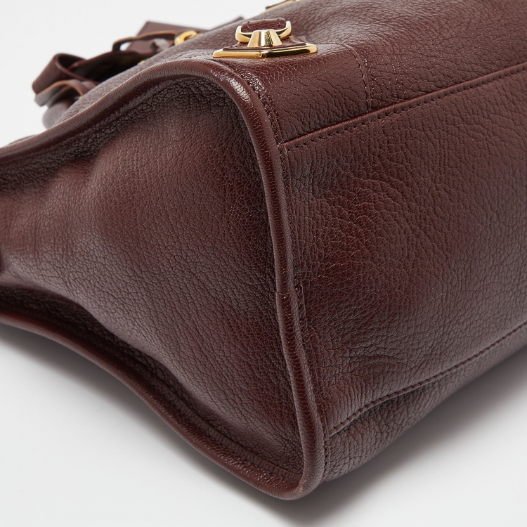 Pre Owned Balenciaga Rouge Pourpre Leather Medium Classic Metallic Edge City Bag