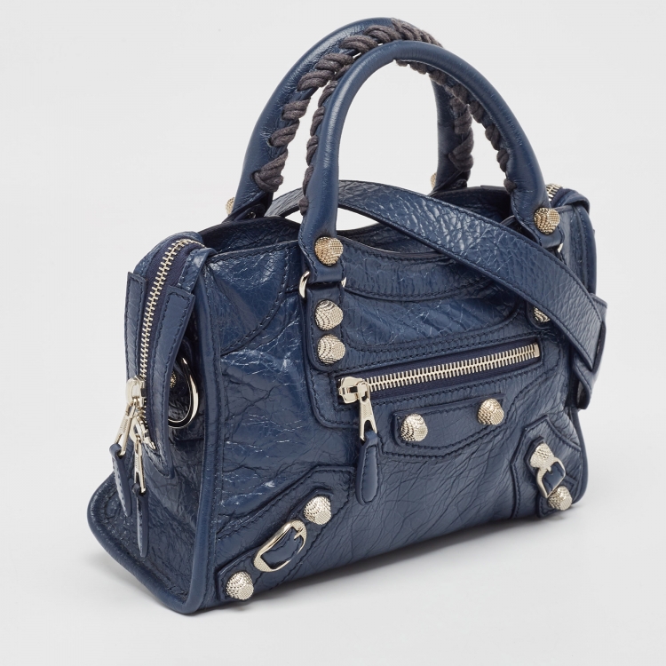 Pre Owned Balenciaga Blue Leather Mini Classic City Bag