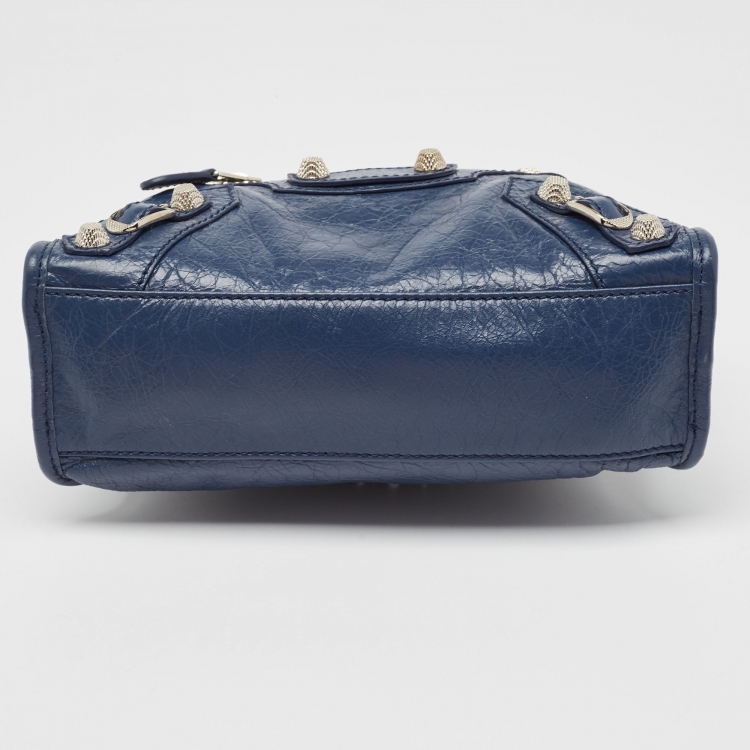 Pre Owned Balenciaga Blue Leather Mini Classic City Bag
