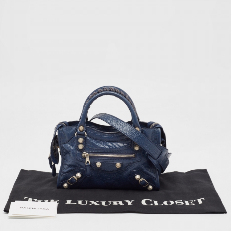 Pre Owned Balenciaga Blue Leather Mini Classic City Bag