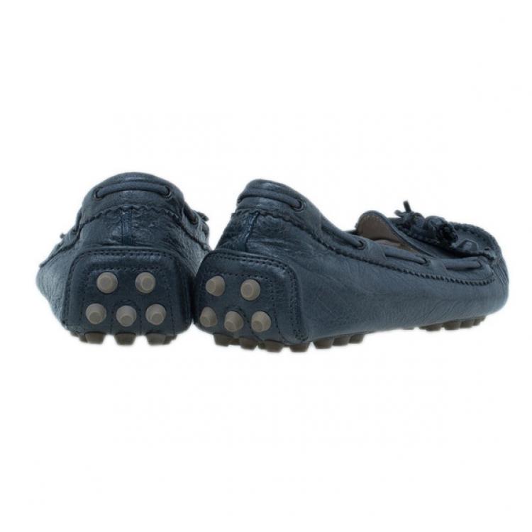 مملوكة مسبقًا Balenciaga Grey Leather Arena Brogue Loafers Size 40