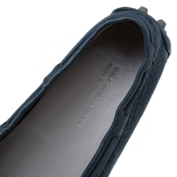 مملوكة مسبقًا Balenciaga Grey Leather Arena Brogue Loafers Size 40