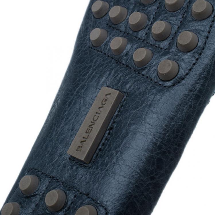 مملوكة مسبقًا Balenciaga Grey Leather Arena Brogue Loafers Size 40