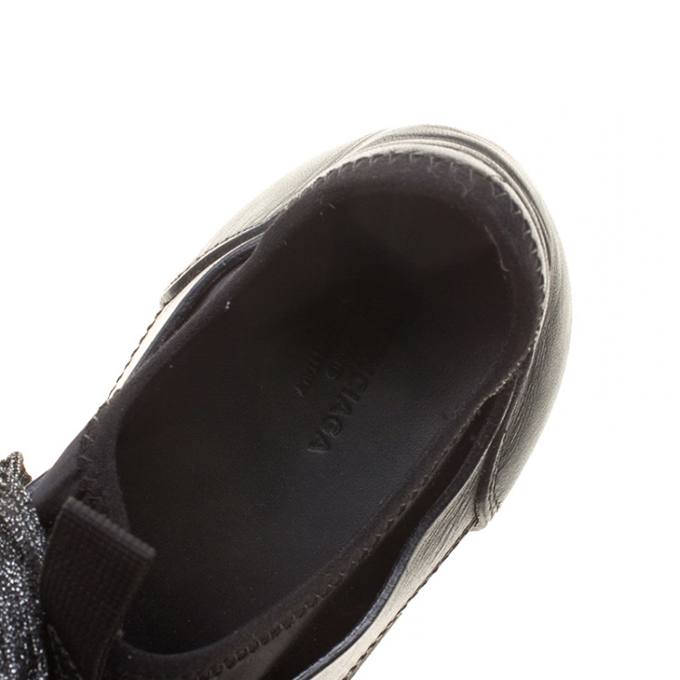Pre Owned Balenciaga Black Leather Race Runner Sneakers Size 37 