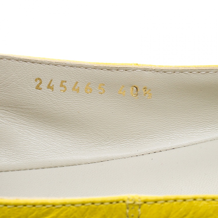 Pre Owned Balenciaga Yellow Brogue Leather Arena Ballet Flats Size 40.5