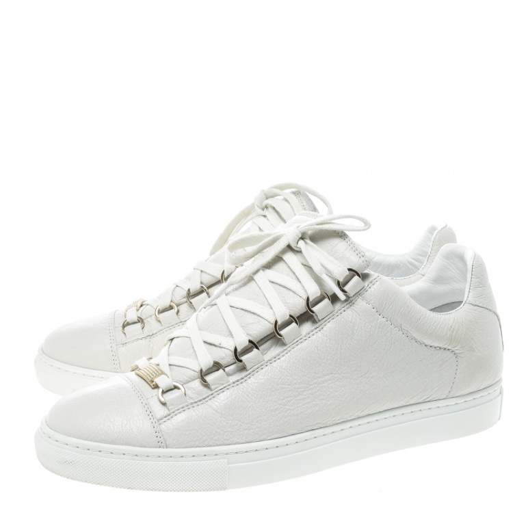 Pre Owned Balenciaga White Leather Arena Platform Sneakers Size 40