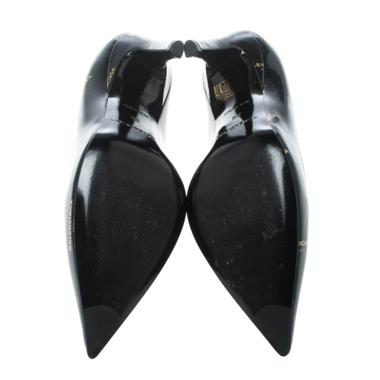 Pre Owned Balenciaga Black Leather Slash Pumps Size 36