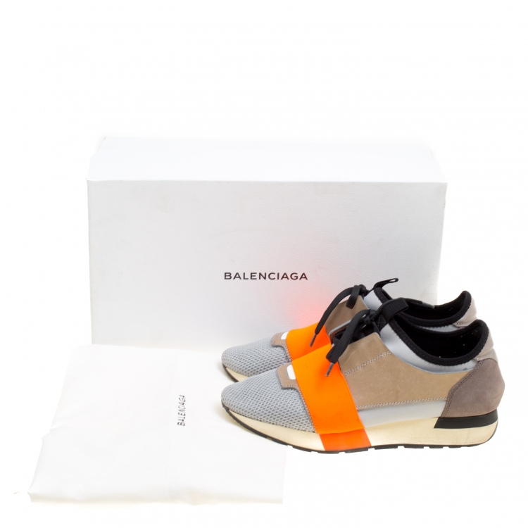 Pre Owned Balenciaga Multicolor Suede and Leather Race Runners Sneakers Size 38