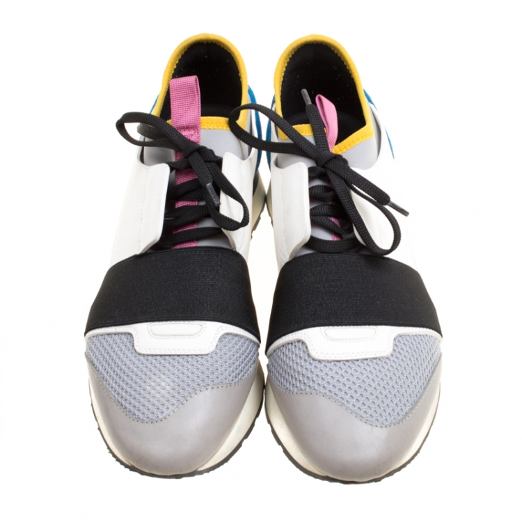 Pre Owned Balenciaga Multicolor Mesh And Suede Race Runner Sneakers Size 39