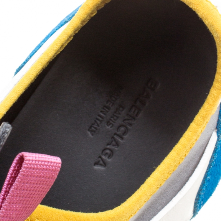 Pre Owned Balenciaga Multicolor Mesh And Suede Race Runner Sneakers Size 39