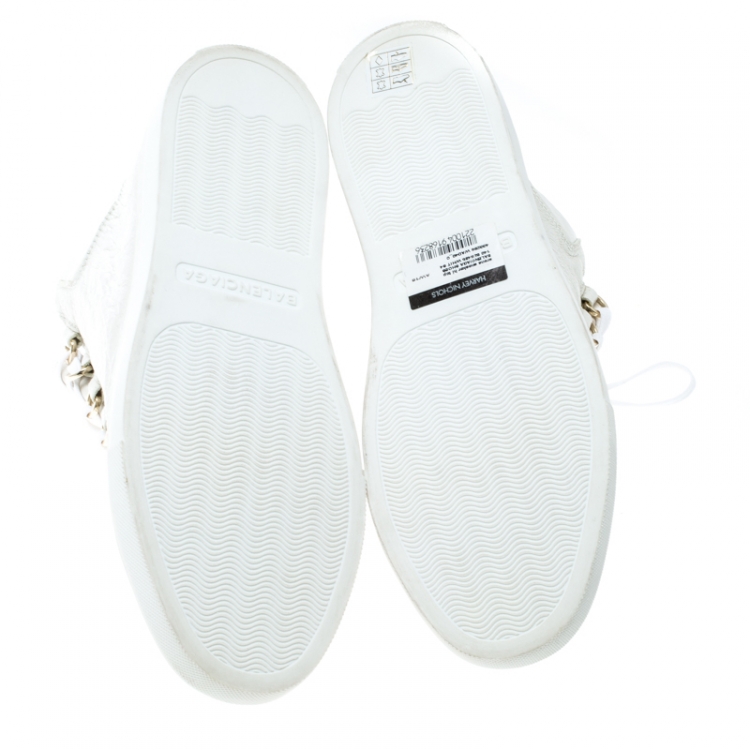 Pre Owned Balenciaga White Leather Arena Platform Sneakers Size 37