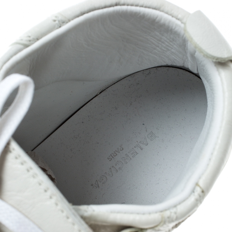 Pre Owned Balenciaga White Leather Arena Platform Sneakers Size 37