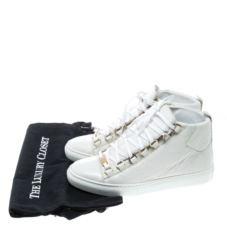 Pre Owned Balenciaga White Leather Arena Platform Sneakers Size 37