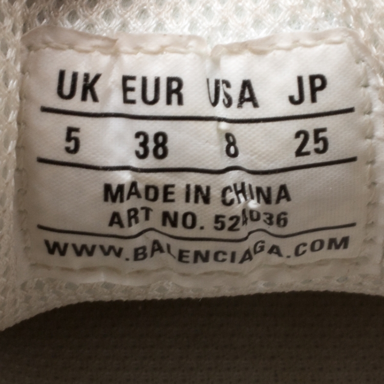 Pre Owned Balenciaga White Mesh And Leather Triple S Platform Sneakers Size 38