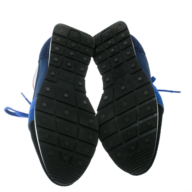 Pre Owned Balenciaga Blue Mesh And Suede Race Runner Sneakers Size 39