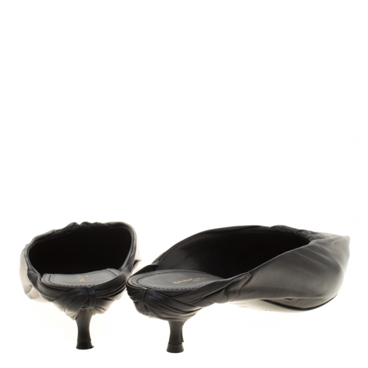 Pre Owned Balenciaga Black Leather Knife Pointed Toe Mules Size 39