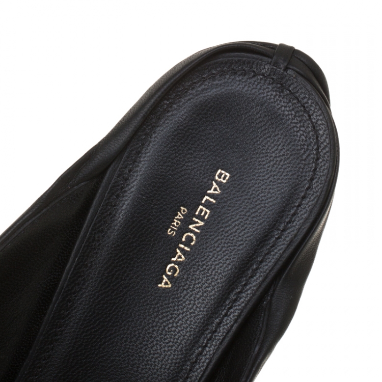 Pre Owned Balenciaga Black Leather Knife Pointed Toe Mules Size 39