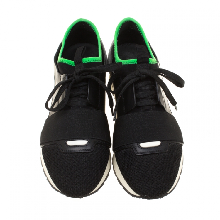 Pre Owned Balenciaga Multicolor Suede And Leather Race Runners Sneakers Size 39