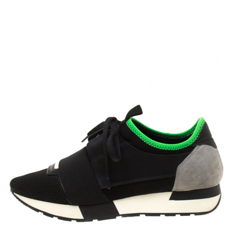 Pre Owned Balenciaga Multicolor Suede And Leather Race Runners Sneakers Size 39