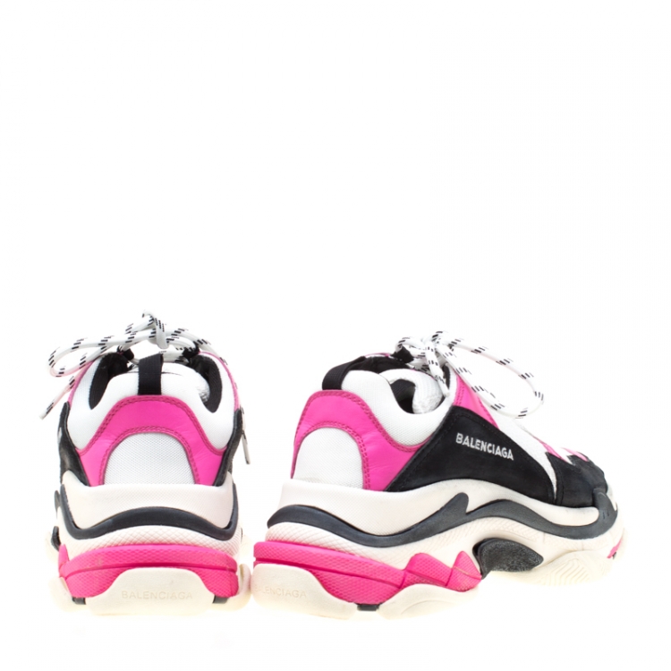Pre Owned Balenciaga Multicolor Mesh And Leather Triple S Platform Sneakers Size 41