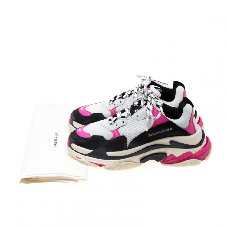 Pre Owned Balenciaga Multicolor Mesh And Leather Triple S Platform Sneakers Size 41
