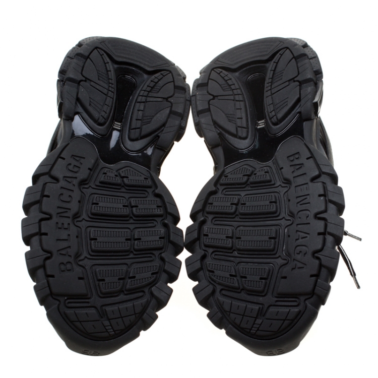Pre Owned Balenciaga Black Leather/Mesh Track Lace Up Sneakers Size 41
