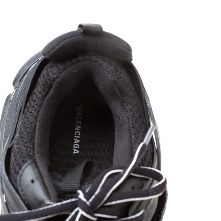 Pre Owned Balenciaga Black Leather/Mesh Track Lace Up Sneakers Size 41