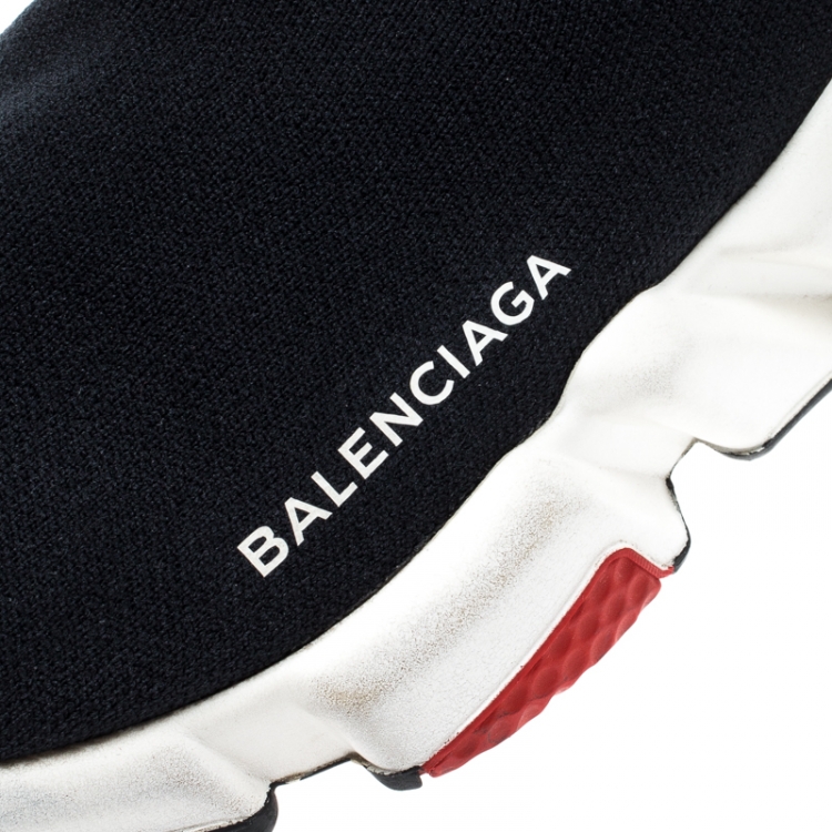Pre Owned Balenciaga Black Knit Fabric Speed Trainer Sneakers Size 36