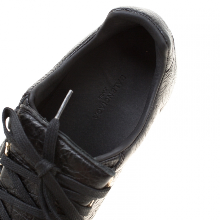 Pre Owned Balenciaga Black Leather Arena Low Top Sneakers Size 40