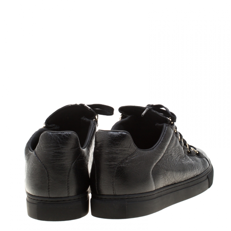 Pre Owned Balenciaga Black Leather Arena Low Top Sneakers Size 40