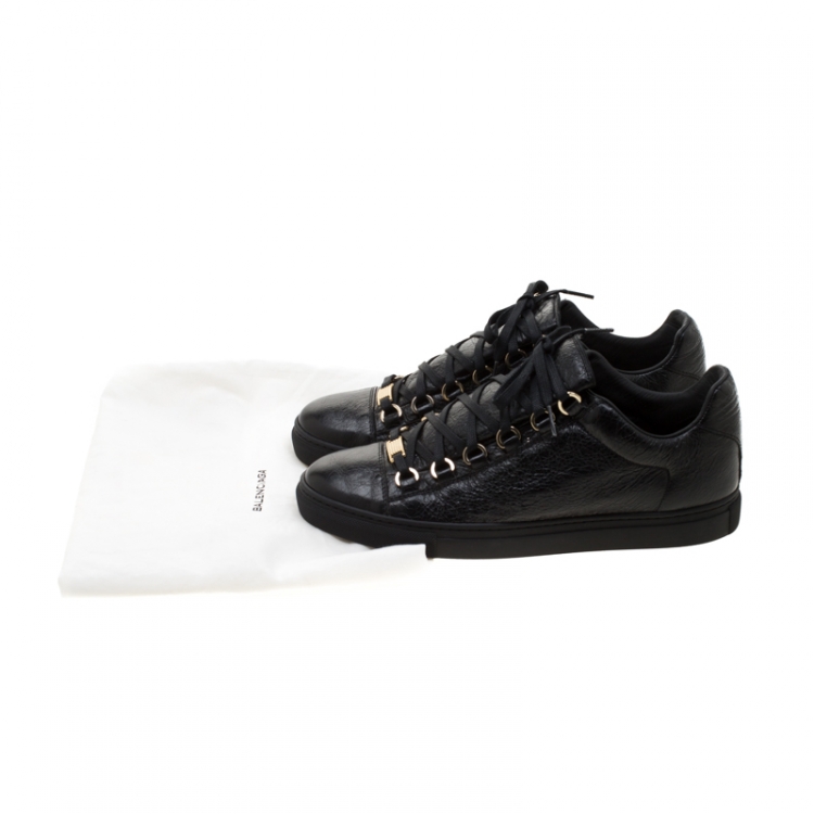 Pre Owned Balenciaga Black Leather Arena Low Top Sneakers Size 40
