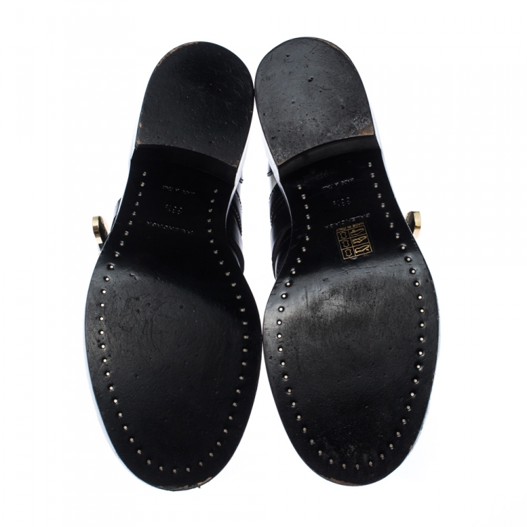 Pre Owned Balenciaga Monochrome Leather Buckle Detail Derby Size 38.5