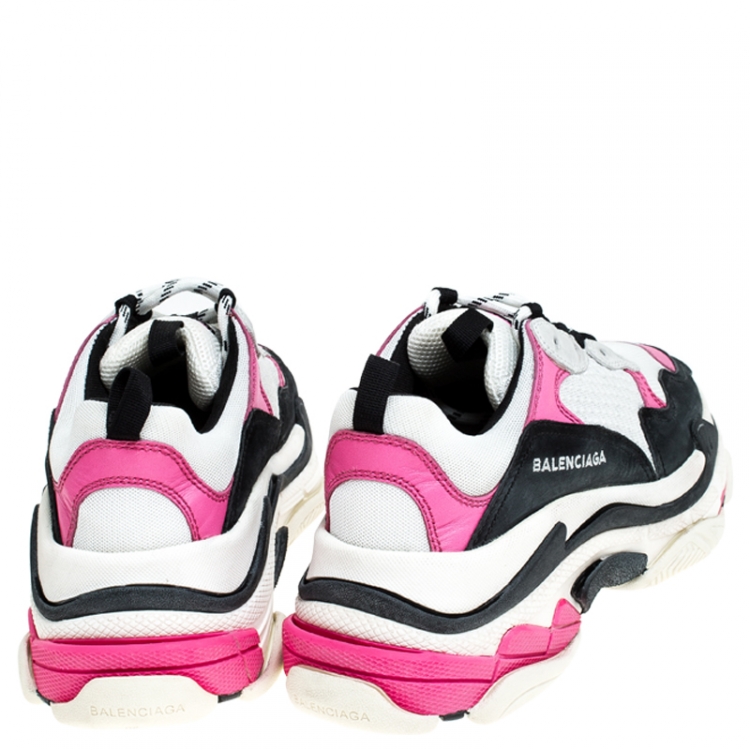 Pre Owned Balenciaga Multicolor Nubuck/Mesh Triple S Trainer Sneakers Size 39