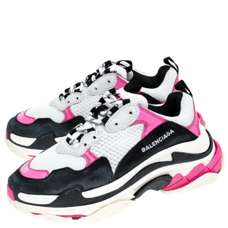 Pre Owned Balenciaga Multicolor Nubuck/Mesh Triple S Trainer Sneakers Size 39
