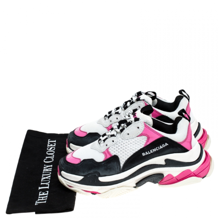 Pre Owned Balenciaga Multicolor Nubuck/Mesh Triple S Trainer Sneakers Size 39
